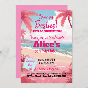Malibu Doll Beach Pool Birthday Invitation