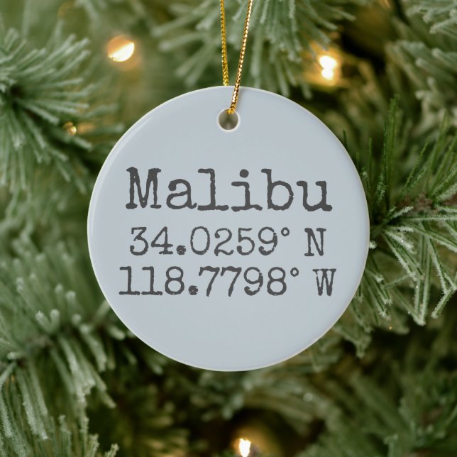 Malibu Latitude and Longitude Ceramic Tree Decoration (Tree)