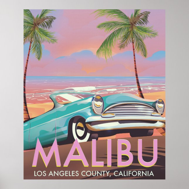 Malibu, Los Angeles, California travel poster (Front)