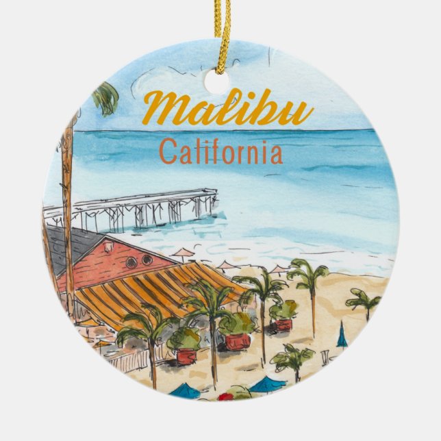 Malibu Los Angles California Ornament (Front)