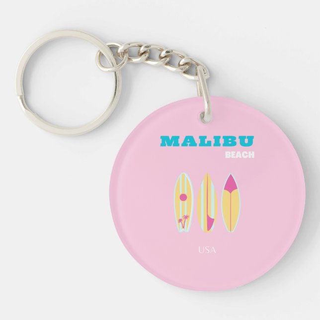 Malibu, Malibu Beach, Preppy, Preppy Girl, Pink Key Ring (Front)