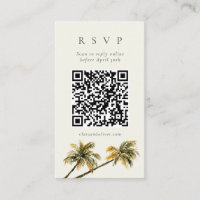 Malibu Palm Coastal Seaside QR Code RSVP Card