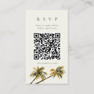 Malibu Palm Coastal Seaside QR Code RSVP Card