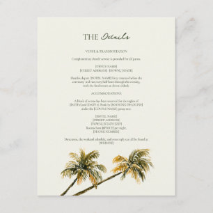 Malibu Palm Watercolor Coast Wedding Details  Enclosure Card