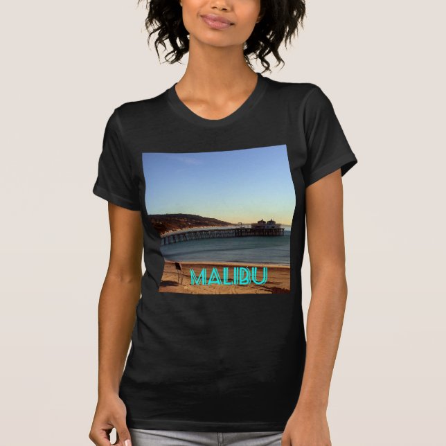 Malibu Pier and Surfrider Beach Photo, Malibu, CA T-Shirt (Front)