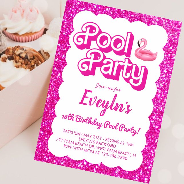 Malibu Pink Doll Pool Party Invitation (Creator Uploaded)
