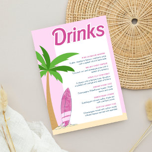Malibu Pink Party Bachelorette Cocktail Menu Poster