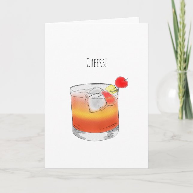 Malibu Sunset Cocktail Watercolour Illustration Card (Front)