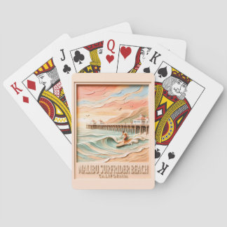 Malibu Surfrider Beach Surfing 3D Textured Vintage Playing Cards