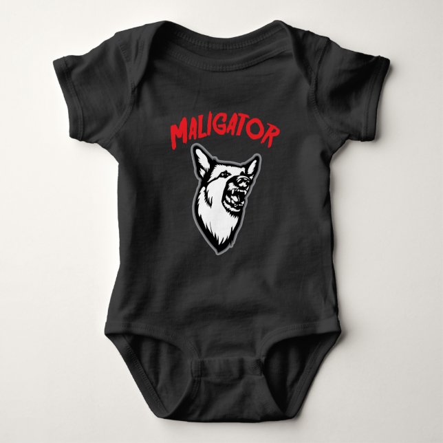 Maligator Belgian Malinois Dog Lover Animal Baby Bodysuit (Front)