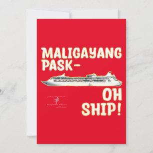 Maligayang Pask-OH SHIP! Red/Gold Christmas Holida Holiday Card