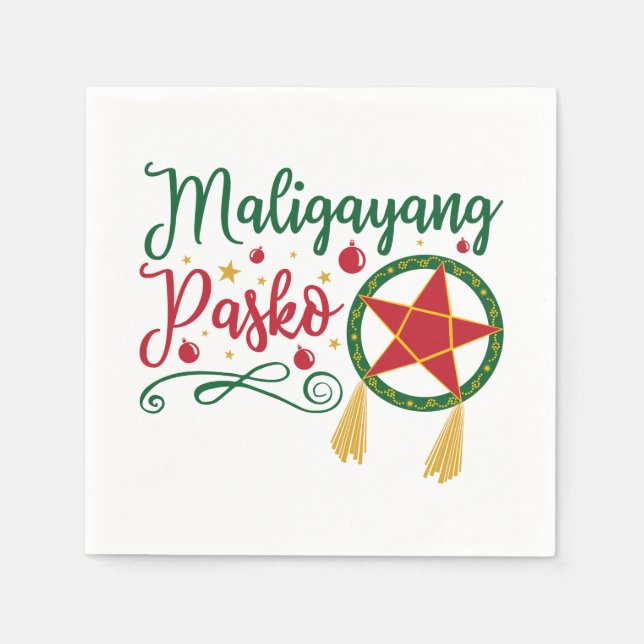 Maligayang Pasko Filipino Christmas Philippines Napkin (Front)