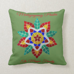Maligayang Pasko "green Parol" theme Cushion