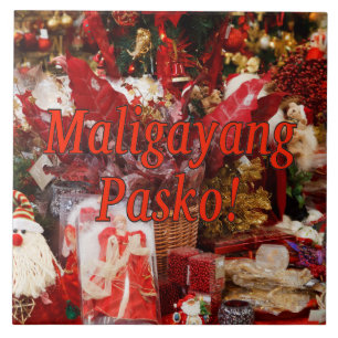 Maligayang Pasko! Merry Christmas in Tagalog rf Tile