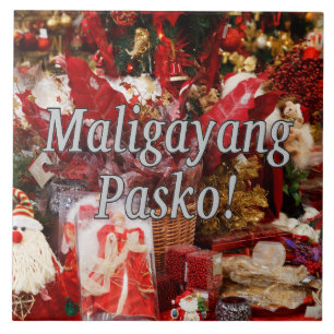 Maligayang Pasko! Merry Christmas in Tagalog wf Tile
