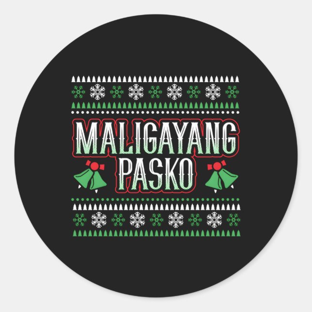 Maligayang Pasko Philipes Merry Classic Round Sticker (Front)