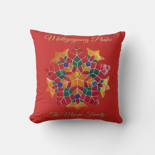 Maligayang Pasko with "Parol" theme Cushion (Front)