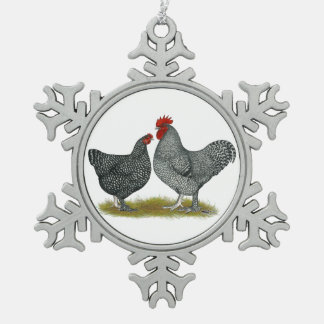 Maline Chickens Snowflake Pewter Christmas Ornament