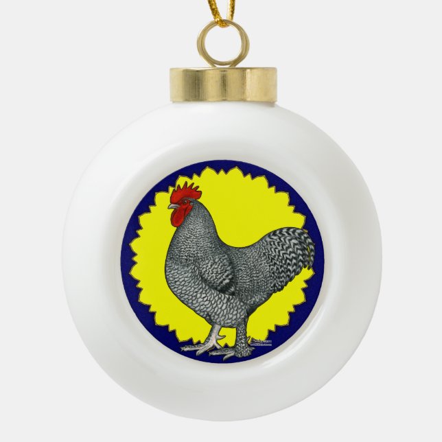 Maline Rooster Ceramic Ball Christmas Ornament (Front)