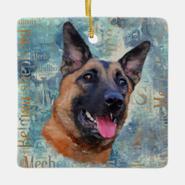 Malinois  - Belgian shepherd - Mechelaar Ceramic Ornament (Front)