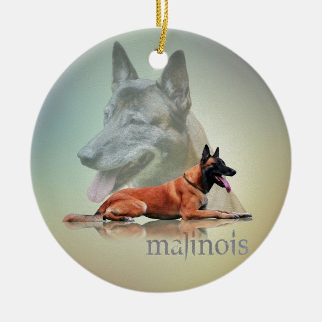 Malinois - Belgian shepherd -Mechelaar -Maligator Ceramic Tree Decoration (Front)