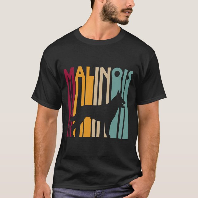 Malinois Belgium Shepherd Retro Style Silhouette T-Shirt (Front)