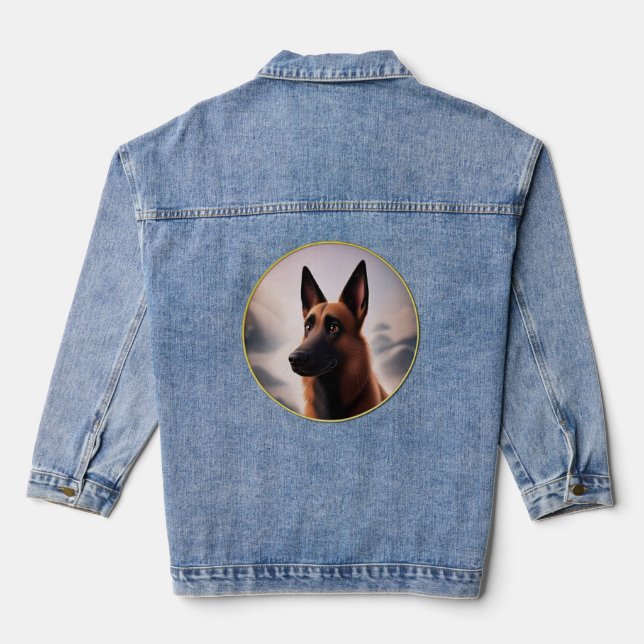 Malinois Dog Denim Jacket (Back)