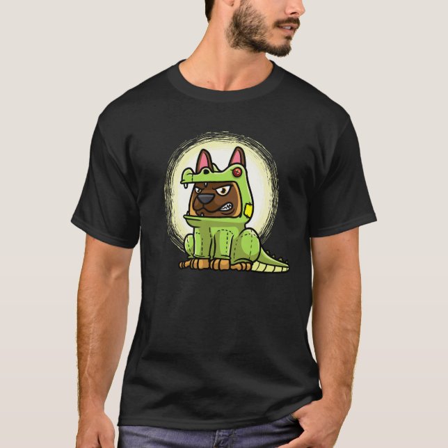 Malinois Dog In Alligator Costume T-Shirt (Front)