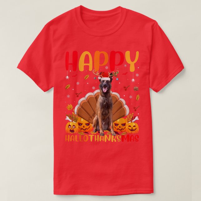 Malinois Dog Lover Funny Happy Malinois HelloThank T-Shirt (Design Front)