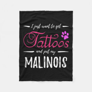 Malinois Dog Lover Tattoo Funny Dog Mum Gift Idea Fleece Blanket