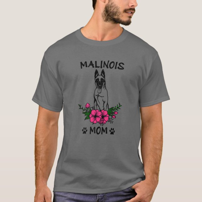 Malinois Mom Dog Mother Cute Spring Floral Flower T-Shirt (Front)