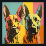 Malinois POP ART 2 Poster<br><div class="desc">The graphic depicts a Malinois dog in a pop art style, capturing its energy and charisma through bold colours</div>