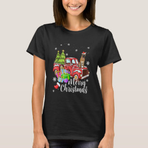 Malinois Riding Red Truck Xmas Merry Christmas T-Shirt