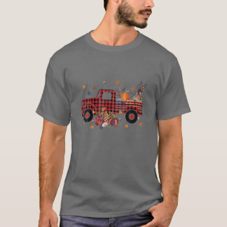 Malinois Riding Truck Pumpkin Autumn Leaves Fall T-Shirt