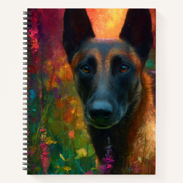 Malinois with Wildflowers Portrait Notebook (Front)