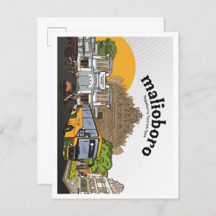 Malioboro Yogyakarta Vintage Travel Illustration Postcard