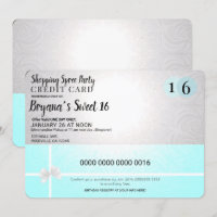 Mall Shopping Spree Credit Card Sweet 16 Party