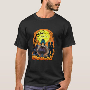 Mallard Bird With Pumpkins Funny Scary Halloween P T-Shirt