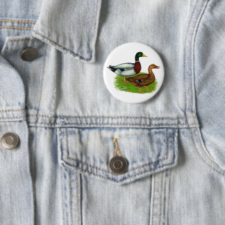Mallard Drake and Duck 6 Cm Round Badge