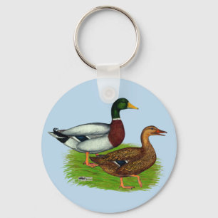Mallard Drake and Duck Key Ring
