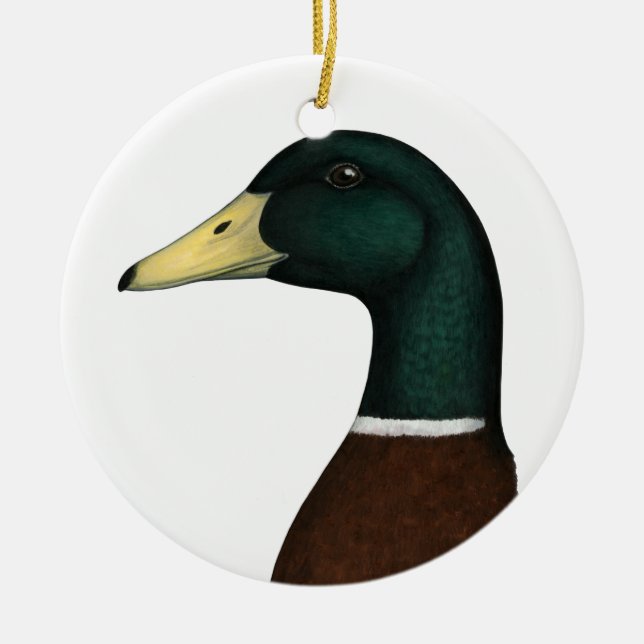 Mallard Drake Head Ceramic Tree Decoration (Front)