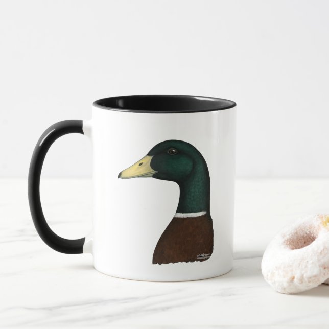 Mallard Drake Head Mug (With Donut)