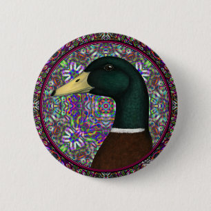 Mallard Drake Mosaic Circle 6 Cm Round Badge