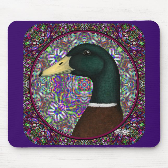 Mallard Drake Mosaic Circle Mouse Pad (Front)