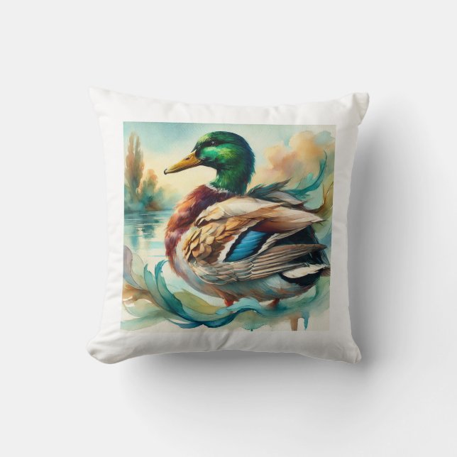 Mallard Duck 241024AREF138 - Watercolor Cushion (Front)