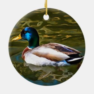 Mallard Duck Artistic Portrait Ceramic Tree Decoration