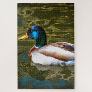Mallard Duck Artistic Portrait Jigsaw Puzzle
