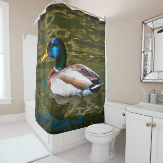 Mallard Duck Artistic Portrait Shower Curtain