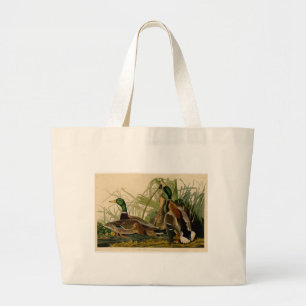 Mallard Duck Audubon Bird Painting Large Tote Bag
