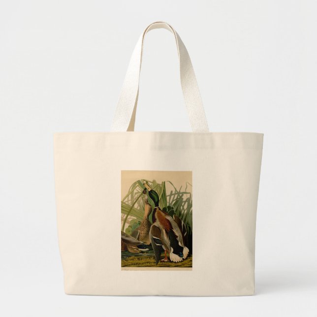 Mallard Duck Audubon Bird Painting Large Tote Bag (Front)